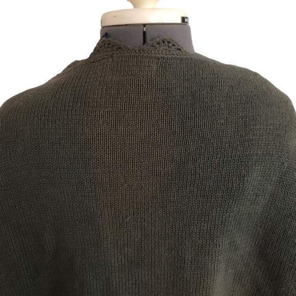 OBR Olive Green Crochet Front Vintage Cardigan Size M - Picture 4 of 6